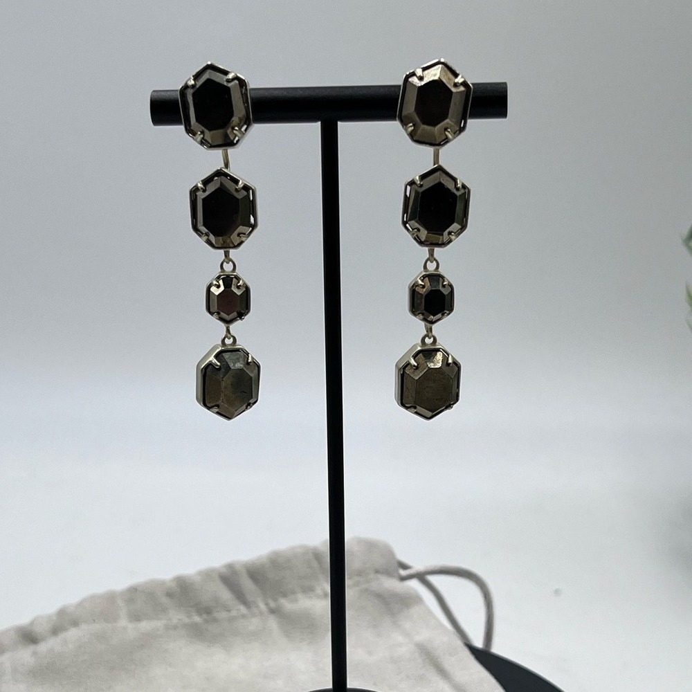 Kendra Scott Ruthie Studs Dangle Drop Gold Plated Pyrite 2 in 1 Earrings